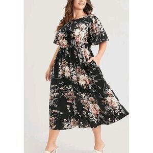 BloomChic Size 14/16 Floral Print Flowy 2 Pocket Dress NWT
